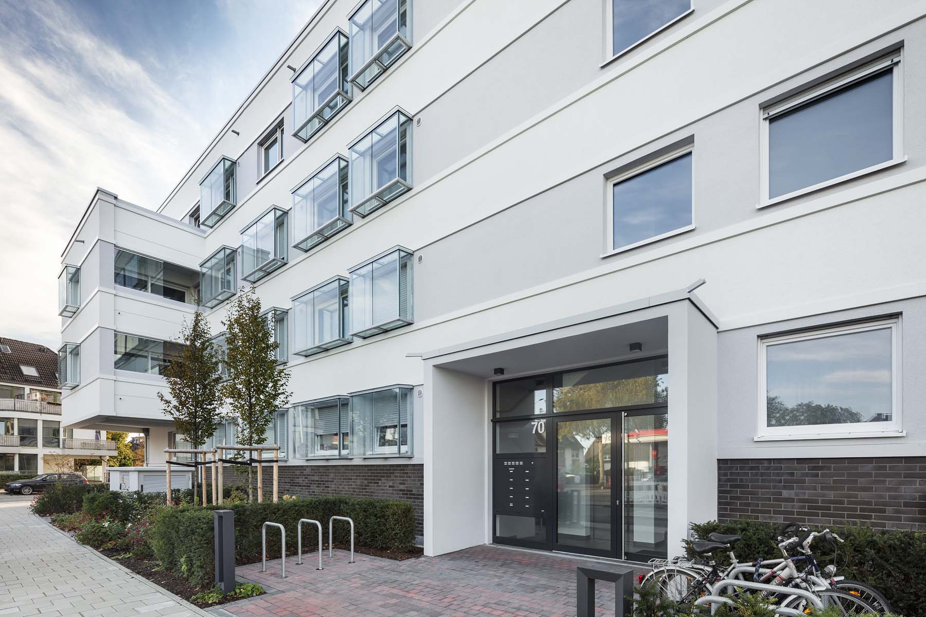 Wohnungsbau Hilden  Pagel Henn Architekten  Eingang Fassadenausschnitt Architekturfotografie Jens Kirchner